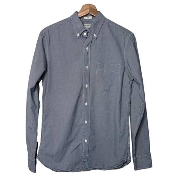 J Crew Mens Size Small Cotton Button Down Shirt Blue Gingham Dress Slim Preppy - Picture 1 of 10